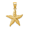 14k Yellow Gold Starfish Pendant with Textured Finish 3/4in