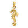 14k Yellow Gold 3-D Seahorse Pendant 3/4in