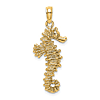 14k Yellow Gold 3-D Seahorse Pendant 7/8in