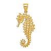 14k Yellow Gold 3-D Seahorse Pendant 1 1/2in