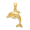 14k Yellow Gold Jumping Dolphin Pendant 5/8in