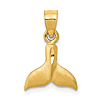 14k Yellow Gold Mini Diamond-cut Whale Tail Pendant 3/8in