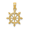 14k Yellow Gold Ship Wheel Pendant 1/2in