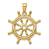 14k Yellow Gold Ship's Wheel Pendant 7/8in