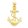 14k Yellow Gold 1in Fouled Anchor Pendant