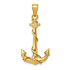 14k Yellow Gold Wrapped Anchor With Rope Pendant