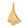 14k Yellow Gold Sailboat Pendant 3/4in