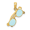 14k Yellow Gold Blue Enamel Moveable Sunglasses Pendant