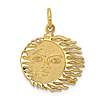 14k Yellow Gold Flaming Sun Pendant 5/8in