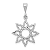 14k White Gold Sun Pendant Cut-out Design 3/4in