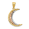 14k Yellow and Rose Gold With Rhodium Crescent Moon Pendant 7/8in