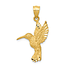 14k Yellow Gold Hummingbird Pendant with Diamond-cut Texture 7/8in