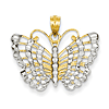 14k Yellow Gold Rhodium Filigree Butterfly Pendant 3/4in