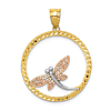 14k Two-tone Gold Dragonfly Pendant with  Rhodium 1in