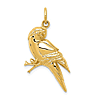 14k Yellow Gold Parrot on Branch Pendant 1in