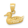 14k Yellow Gold Small Duck Pendant with Polished Finish