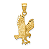 14k Yellow Gold Diamond-Cut Eagle Pendant with Satin Finish 7/8in