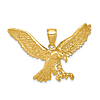 14k Yellow Gold Hunting Eagle Pendant 1in