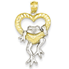 14kt Yellow Gold 1in Frog in Heart Pendant