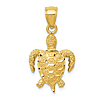 14k Yellow Gold Sea Turtle Pendant with Feet Down