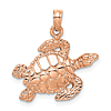 14k Rose Gold Sea Turtle Pendant with Open Back 5/8in