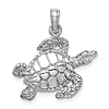 14k White Gold Sea Turtle Pendant with Open Back 5/8in