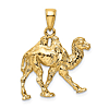 14k Yellow Gold 3-D Camel Pendant 3/4in