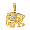 14k Yellow Gold Elephant Pendant with Textured Design