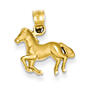 14kt Yellow Gold 1/2in Diamond-cut Satin Horse Charm
