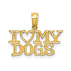 14k Yellow Gold I Love My Dogs Pendant in Block Letters