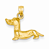 14kt Yellow Gold 3/8in Diamond-cut Dachshund Pendant