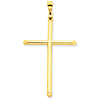 14k Yellow Gold 3-D 1 7/8in Hollow Cross Pendant