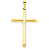 14kt Yellow Gold 3-D 1 7/8in Polished Hollow Cross Pendant