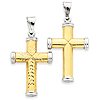 14k Two-tone Gold & Rhodium Reversible Cross 1 3/8in