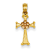 14kt Two-tone Gold 5/8in Flower Cross Charm