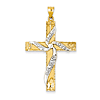 14kt Two-tone Gold 2 1/4in Faith Hope Love Believe Cross