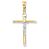 14k Two-tone Gold 1 1/2in INRI Hollow Crucifix Pendant