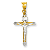 14kt Two-tone & Rhodium 1in INRI Hollow Crucifix