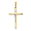14kt Two-tone & Rhodium 1 1/2in INRI Hollow Crucifix Pendant