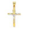 14k Two Tone Gold INRI Hollow Crucifix Pendant 1in