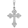 14k White Gold 1in Tapered Fleur de lis Cross Pendant