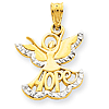 14k Yellow Gold and Rhodium Hope Angel Charm 9/16in