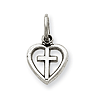 14kt White Gold 3/8in Cross in Heart Charm