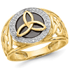 14k Yellow Gold Men's Black Onyx Trinity Ring with Diamond Accents