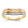 14K Tri-Color Gold Open Wave Ring
