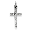 14k White Gold Crucifix Pendant with Woodgrain Texture 3/4in