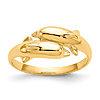 14k Yellow Gold Pair of Dolphins Ring