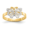 14k Yellow Gold Rhodium Butterfly Ring