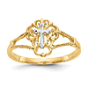 14k Two-tone Gold Diamond Cut Cross Ring