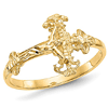 14k Yellow Gold Slender Diamond-cut Crucifix Ring